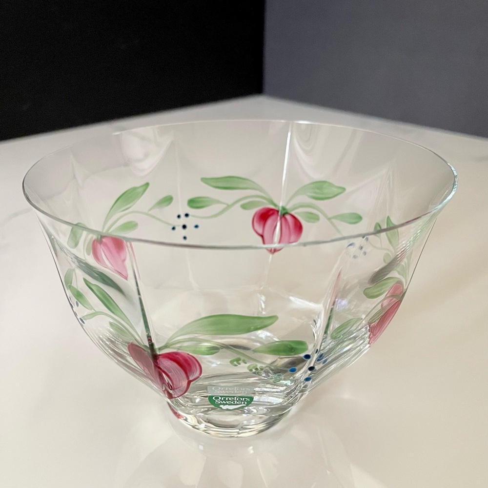 Floral Painted Bowl by Orrefors